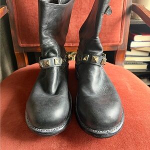 Frye Black Leather Boots with Silver Studs
